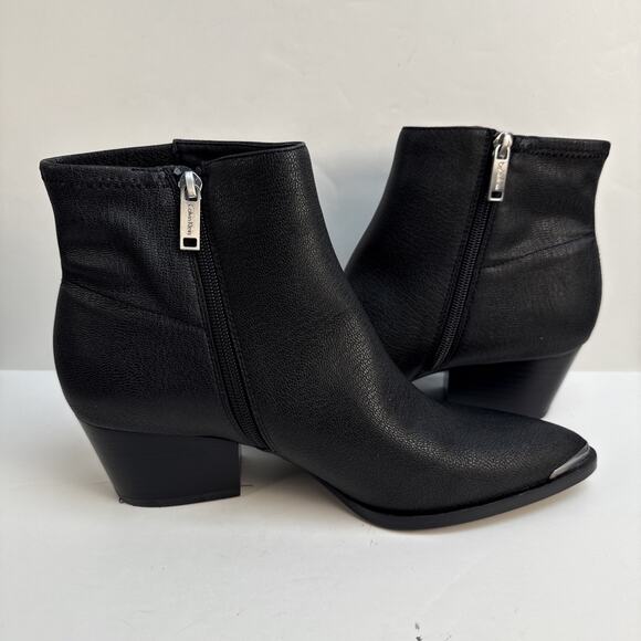 Calvin Klein Womens Narice Leather Pointed Toe Ankle Booties Shoe Black 9.5M NWB - Picture 5 of 10
